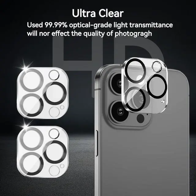 Alt view image 5 of 5 - Anti Blue Light Screen Protector for iPhone 16 Pro Max 2Pack+Camera Lens Protector 2Pack 2.5D Colorless Anti Blue Light Screen Protector 9H Tempered Glass for iPhone 16 Pro Max