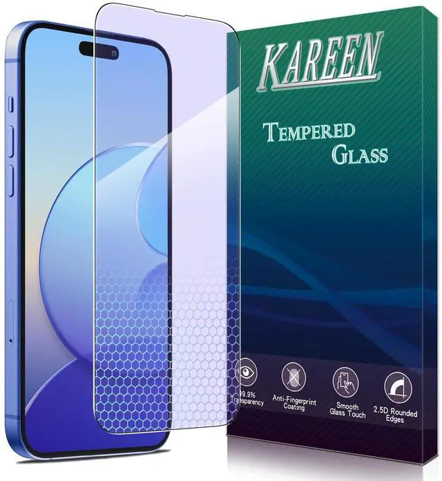 Main image of 2 Pack Anti Blue Light Screen Protector for iPhone 16, iPhone 15