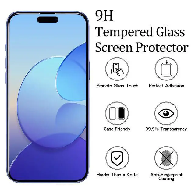 Alt view image 4 of 6 - 2 Pack Anti Blue Light Screen Protector for iPhone 16, iPhone 15