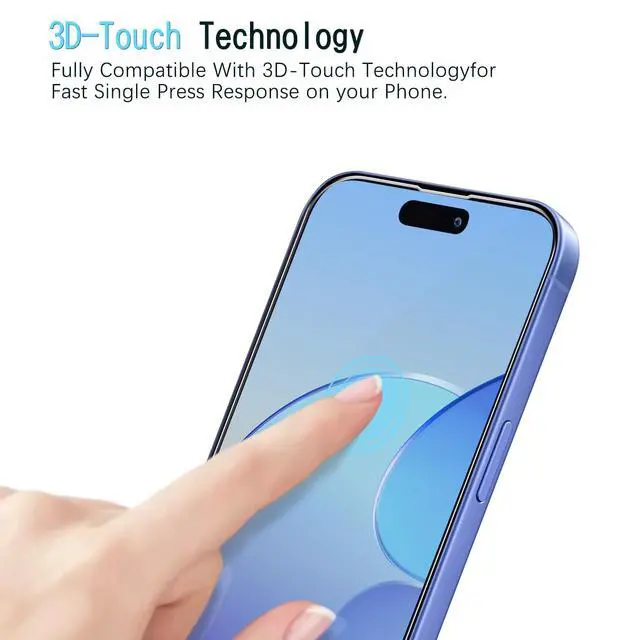 Alt view image 5 of 6 - 2 Pack Anti Blue Light Screen Protector for iPhone 16, iPhone 15
