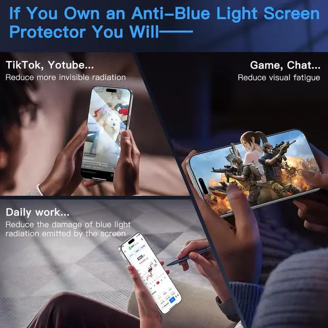 Alt view image 3 of 7 - for iPhone 16 Plus Screen Protector (Anti-Blue Light)