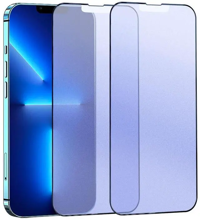 Main image of 2 Pack Matte Anti Blue Light Screen Protector for iPhone 13 Pro Max/iPhone 14 Plus, Anti Glare, Blue Light Blocking, Eye Protection, Strong Hardness Scratch Resistant Tempered Glass Film