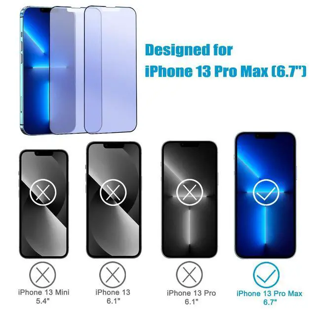 Alt view image 6 of 6 - 2 Pack Matte Anti Blue Light Screen Protector for iPhone 13 Pro Max/iPhone 14 Plus, Anti Glare, Blue Light Blocking, Eye Protection, Strong Hardness Scratch Resistant Tempered Glass Film