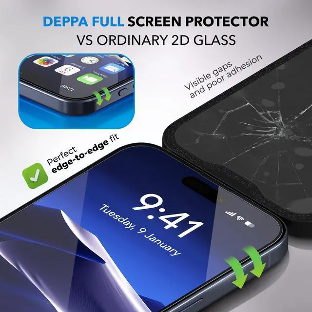 Alt view image 4 of 7 - |2 Pack| for iPhone 17 Pro (6.3') Anti-Blue Light Screen Protector for iPhone | Scratch Resistant Tempered Glass | 3D Edge to Edge Coverage | Easy Installation Kit | Eye Safeguard TÜV Certified