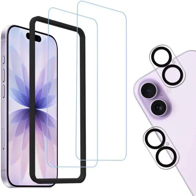 Main image of Anti Blue Light Screen Protector For iPhone 17 Tempered Glass Film 2-Pack with Camera Lens Protector 2-Pack Easy Alignment Tool
