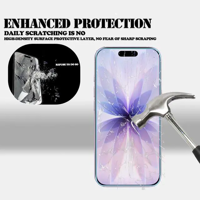 Alt view image 2 of 7 - Anti Blue Light Screen Protector For iPhone 17 Tempered Glass Film 2-Pack with Camera Lens Protector 2-Pack Easy Alignment Tool