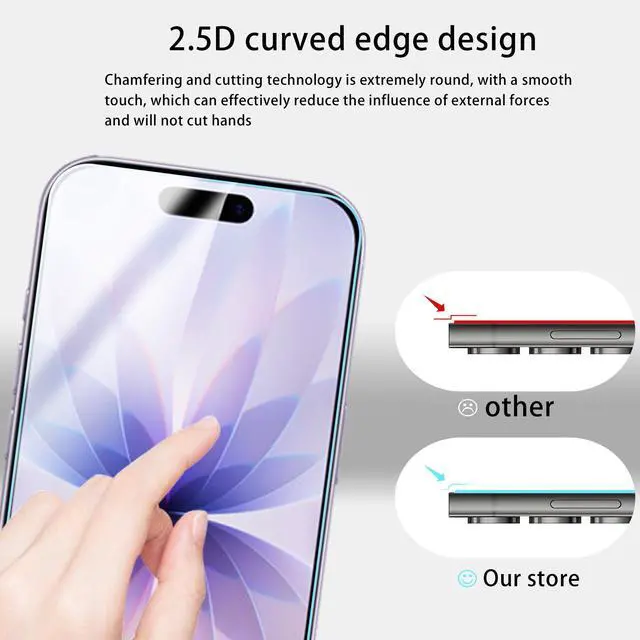 Alt view image 3 of 7 - Anti Blue Light Screen Protector For iPhone 17 Tempered Glass Film 2-Pack with Camera Lens Protector 2-Pack Easy Alignment Tool