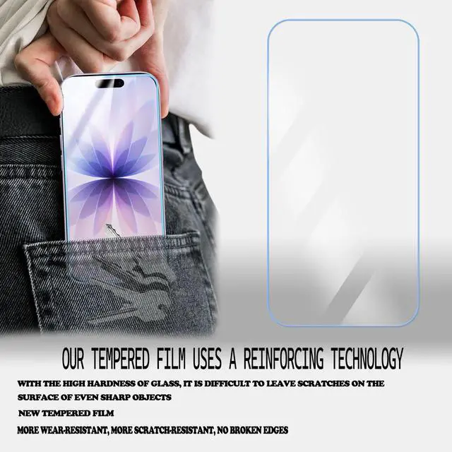 Alt view image 4 of 7 - Anti Blue Light Screen Protector For iPhone 17 Tempered Glass Film 2-Pack with Camera Lens Protector 2-Pack Easy Alignment Tool