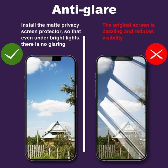 Alt view image 4 of 7 - [2-Pack Blue Light Blocking Matte Screen Protector for iPhone 17e/16e/14/13 Pro/13, Anti-Glare Tempered Glass with Dust-Free Installation Frame, Anti-Fingerprint, Oil Resistant, Bubble-Free