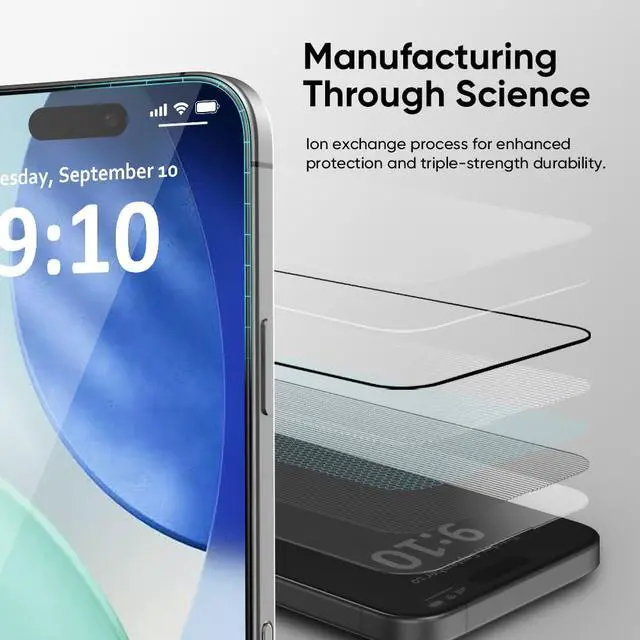 Alt view image 4 of 5 - NanoArmour ONETIME MAX for iPhone 17 Pro Screen Protector: Clear Anti-Blue Light Screen Protector,Infinity Edge, Military-Grade Tempered Glass, Durable, Easy Install, Dust-Free