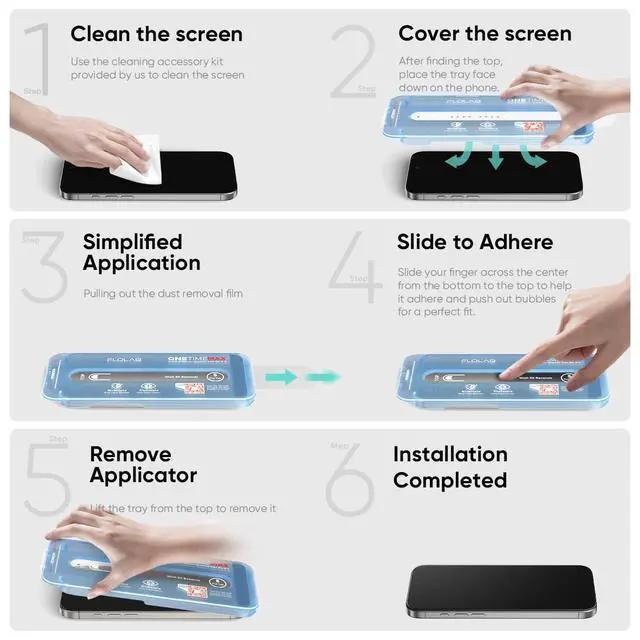 Alt view image 5 of 5 - NanoArmour ONETIME MAX for iPhone 17 Pro Screen Protector: Clear Anti-Blue Light Screen Protector,Infinity Edge, Military-Grade Tempered Glass, Durable, Easy Install, Dust-Free
