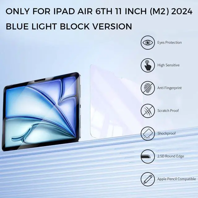 Alt view image 3 of 7 - Anti Blue Light Screen Protector for iPad Air 11-Inch M4/M3/M2