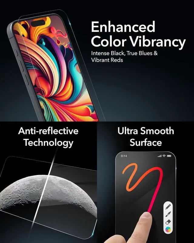 Alt view image 4 of 6 - InvisibleShield Glass XTR3 iPhone 15 Pro Max Screen Protector - Blue-Light Filtration, 10X Stronger, Scratch & Smudge-Resistant Surface, Edge-to-Edge Protection, Install Tray Included