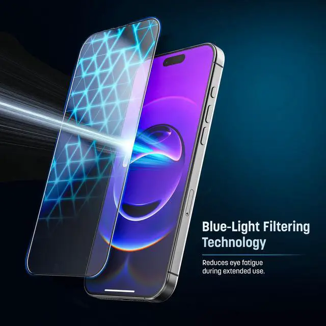 Alt view image 3 of 7 - for iPhone 17 Pro Screen Protector with Blue-Light Blocking, Scratchproof Tempered Glass (Easy Applicator Included)
