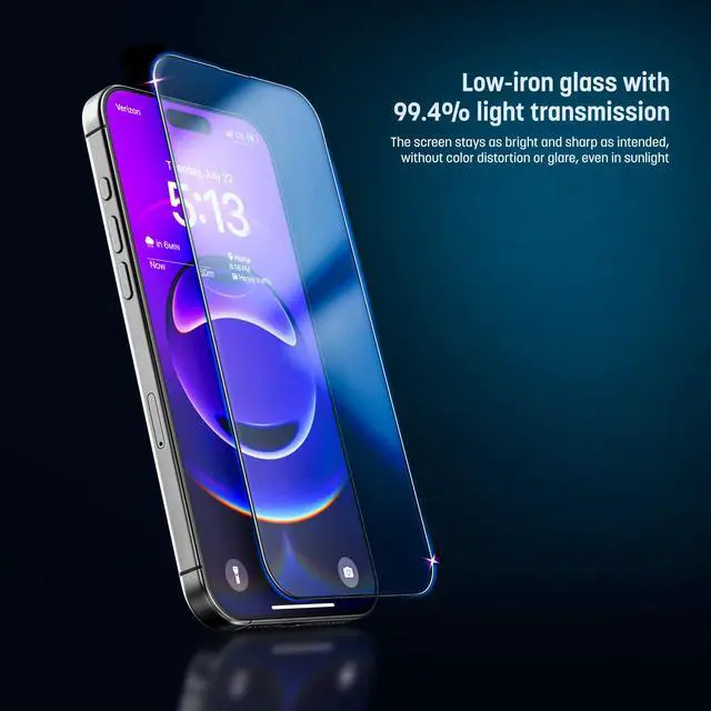 Alt view image 5 of 7 - for iPhone 17 Pro Screen Protector with Blue-Light Blocking, Scratchproof Tempered Glass (Easy Applicator Included)