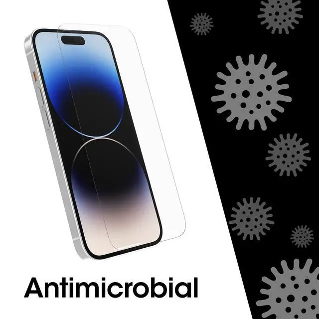 Alt view image 4 of 7 - AMPLIFY GLASS ANTIMICROBIAL BLUE LIGHT Screen Protector for iPhone 14 Pro (ONLY), Flawless Touch Response, Fingerprint Resistant, Precision Fit, Vibrant Clarity