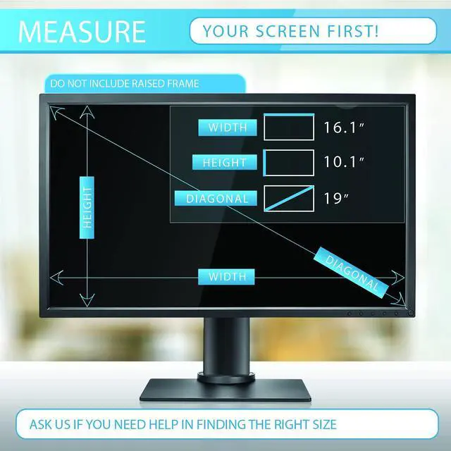 Alt view image 4 of 6 - Premium Anti Blue Light and Anti Glare Screen Protector (2 Pack) for 19 inches Monitor. Screen Protector Size is 16.1 inches Width x 10.1 inches Height. Easy and Bubble Free Installation
