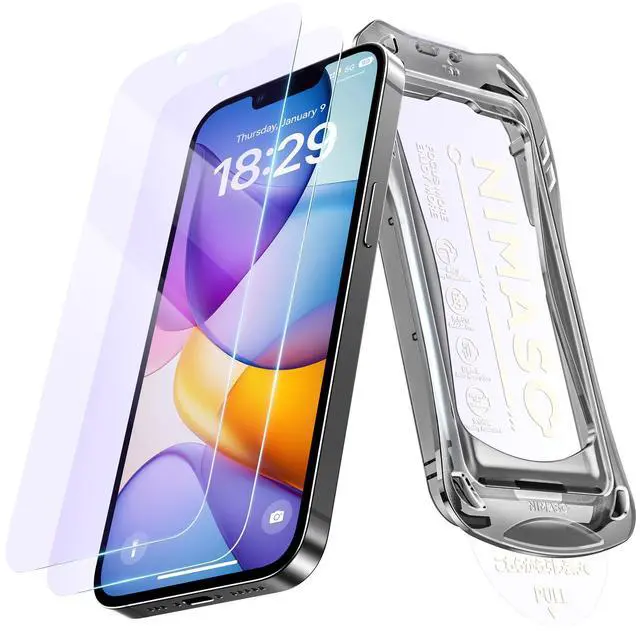 Main image of for iPhone 17e/16e/13 Pro/13/14 Screen Protector, 2 Pack Anti Blue Light Tempered Glass Screen Protector for iPhone 17e, Automatic Dust Removal, Instant Installation (6.1 inches)