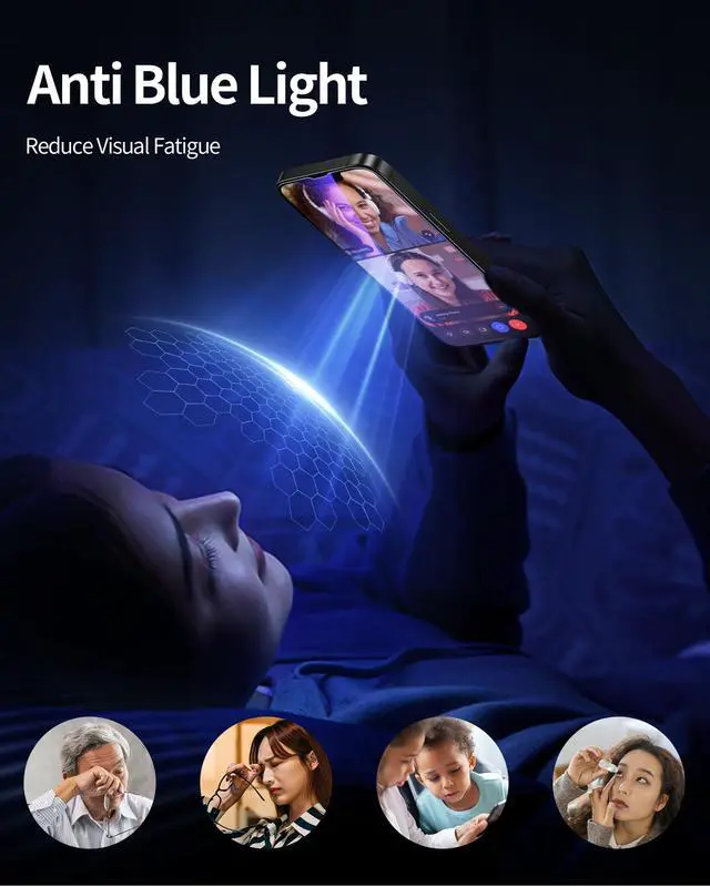 Alt view image 3 of 6 - for iPhone 17e/16e/13 Pro/13/14 Screen Protector, 2 Pack Anti Blue Light Tempered Glass Screen Protector for iPhone 17e, Automatic Dust Removal, Instant Installation (6.1 inches)