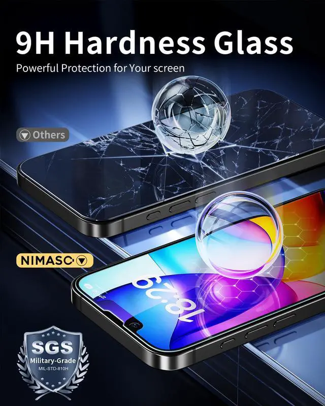 Alt view image 6 of 6 - for iPhone 17e/16e/13 Pro/13/14 Screen Protector, 2 Pack Anti Blue Light Tempered Glass Screen Protector for iPhone 17e, Automatic Dust Removal, Instant Installation (6.1 inches)