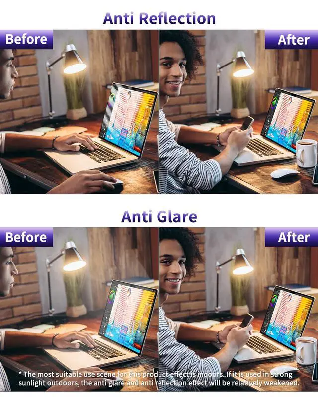 Alt view image 3 of 7 - 2-Pack Anti Blue Light Matte Screen Protector Compatible with MacBook Air 13.6/13 inch (2026-2022, M5, M4, M3, M2), Eye Protection Blue Light Blocking & Anti Glare Laptop Screen Protector
