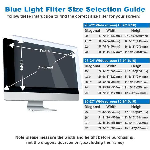 Alt view image 2 of 7 - Blue Light Blocking Screen Protector for 23-24 inch Diagonal 16:9 Widescreen Desktop Computer Monitor Anti Blue Light Screen Filter Panel Anti Scratch Eye Protection Shield for LED PC Monitor