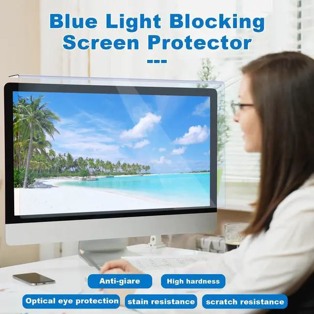 Alt view image 6 of 7 - Blue Light Blocking Screen Protector for 23-24 inch Diagonal 16:9 Widescreen Desktop Computer Monitor Anti Blue Light Screen Filter Panel Anti Scratch Eye Protection Shield for LED PC Monitor