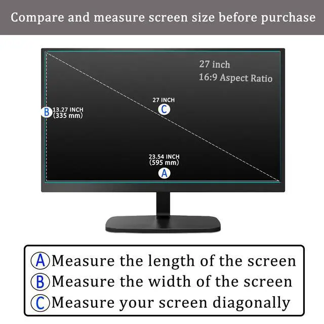 Alt view image 2 of 7 - 27 Inch Anti Blue Light Screen Protector for Universal 27" Aspect Ratio 16:9 Standard/Curved Monitor or Touchscreen, Blue Light Blocking & Anti Glare Screen Protection Eyes Filter