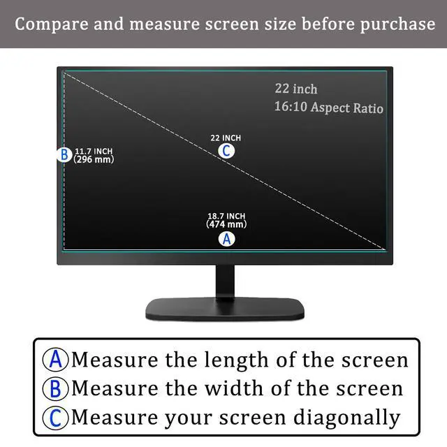 Alt view image 2 of 7 - 22 Inch Anti Blue Light Screen Protector For Universal 22" 16:10 Standard/Curved Monitor & Touchscreen, (18.7 inch X 11.7 inch Screen Size Only) Blue Light Blocking & Anti Glare Screen Protector