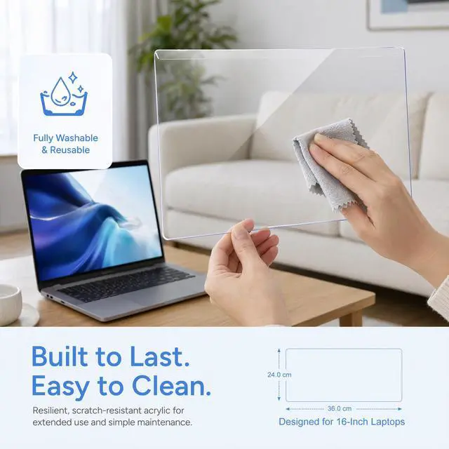 Alt view image 4 of 7 - Anti Blue Light Blocking Screen Protector Panel for 16 inch Diagonal Laptop, Notebook,Monitor,Portable Displays -Anti-UV Eye Protection - Widescreen Laptop Frame Hanging Type(W 14.17" X H 9.45")