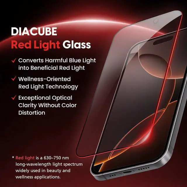 Alt view image 3 of 7 - 2-Pack Red Light Converter Screen Protector for iPhone 15 Pro Max, Quantum Dot Technology Converts Blue Light to Red Light for Better Sleep & Eye Comfort, 9H Tempered Glass with Easy-Install Frame