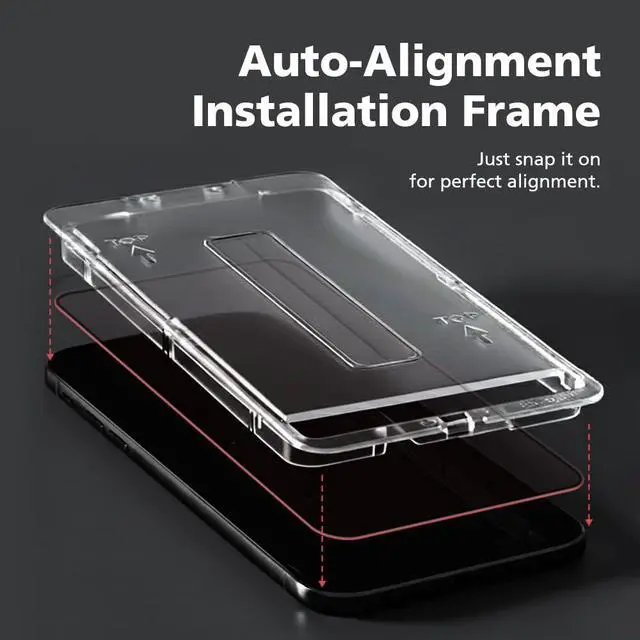 Alt view image 6 of 7 - 2-Pack Red Light Converter Screen Protector for iPhone 15 Pro Max, Quantum Dot Technology Converts Blue Light to Red Light for Better Sleep & Eye Comfort, 9H Tempered Glass with Easy-Install Frame