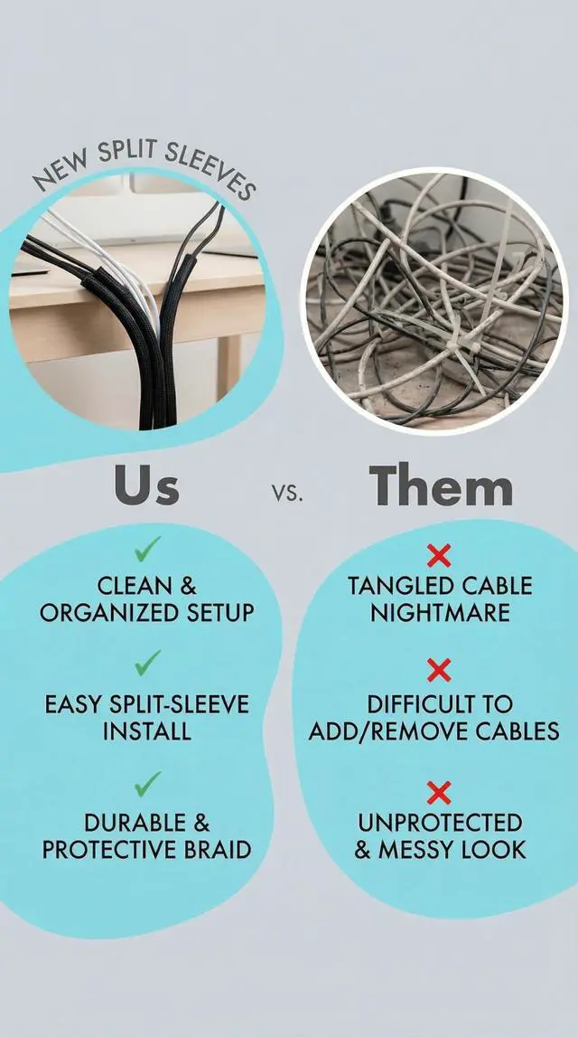 Alt view image 4 of 7 - 314 Piece Cord Organizer & Cable Management Set, All in One Desk and TV Cable Management Kit with Clips, Sleeves, Ties, Mounts for Home Office Perfect Tech Organizer Scissors & Travel Case Included