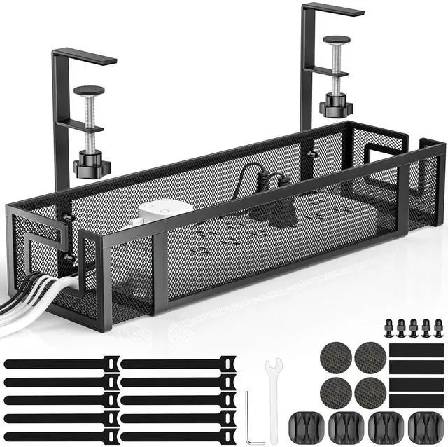 Main image of Under Desk Cable Management Tray, 15.75" No Drill Cable Management,