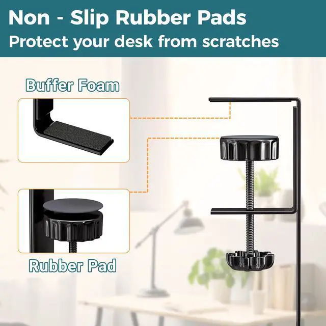 Alt view image 5 of 7 - Cable Management Under Desk, 25.3'' No Drill Desk Cable Management Tray with Clamp, Metal Cord Organizer for Standing Desk, Computer Wire Management for Home Office & Gaming Setup, Black