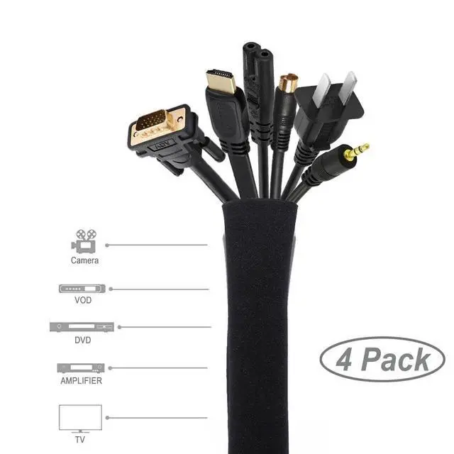Alt view image 2 of 7 - 4 Pack Cable Management Sleeve 19-20 Inches -Black