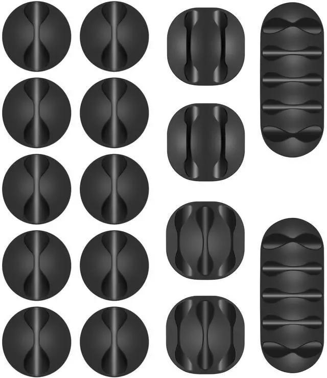 Main image of 16pcs Cord Organizer for Nightstand Phone Charger Cables (Black)