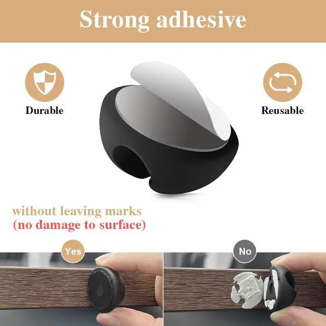 Alt view image 3 of 7 - 16pcs Cord Organizer for Nightstand Phone Charger Cables (Black)