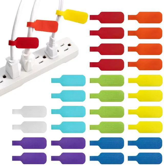 Main image of Cable Labels, Medium, Multi-Color (30-Pack) Write On Cord Tags for Wire Management and Identification