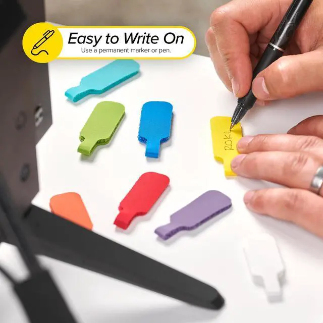 Alt view image 3 of 7 - Cable Labels, Medium, Multi-Color (30-Pack) Write On Cord Tags for Wire Management and Identification
