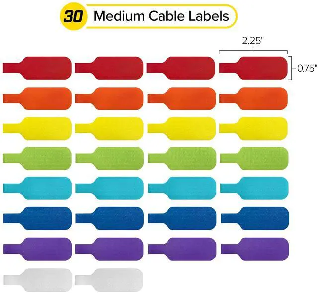 Alt view image 4 of 7 - Cable Labels, Medium, Multi-Color (30-Pack) Write On Cord Tags for Wire Management and Identification