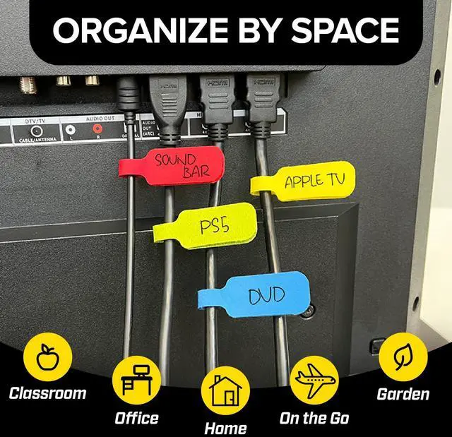 Alt view image 6 of 7 - Cable Labels, Medium, Multi-Color (30-Pack) Write On Cord Tags for Wire Management and Identification