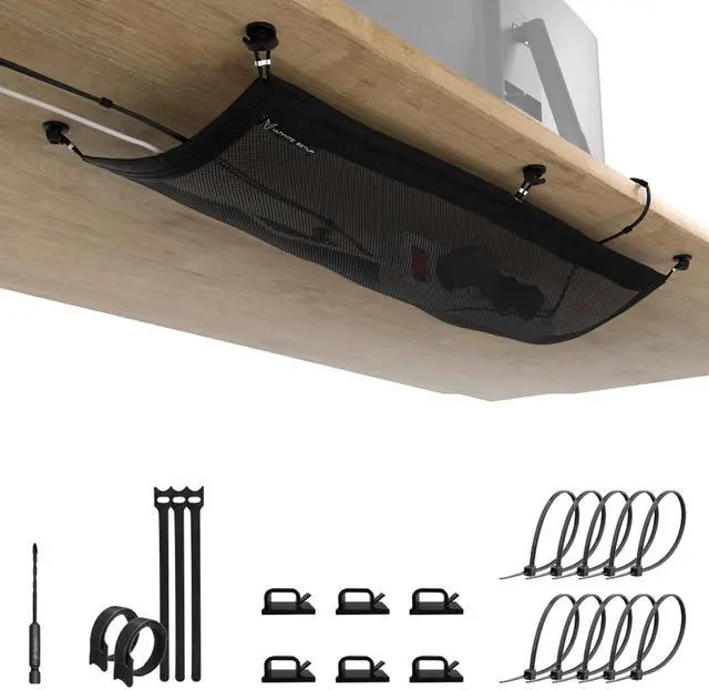 Main image of Cable Management net - Under Desk Cable Management Tray - Cable net - Wire Management Under Desk - Cord Organizer