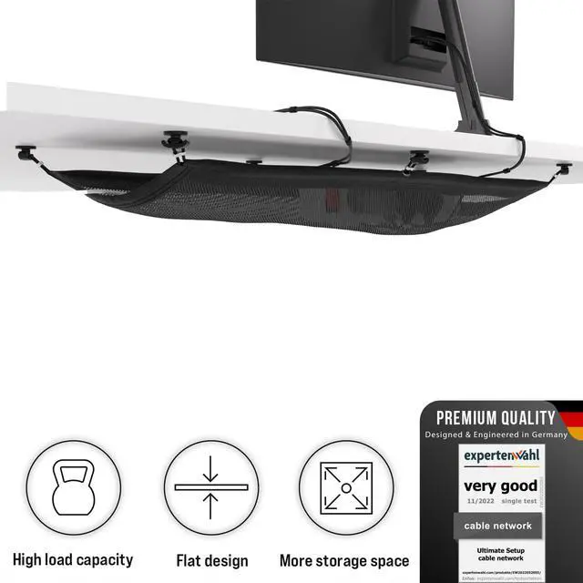 Alt view image 2 of 7 - Cable Management net - Under Desk Cable Management Tray - Cable net - Wire Management Under Desk - Cord Organizer