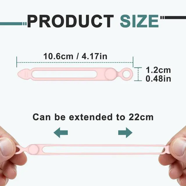 Alt view image 2 of 7 - 20 Pcs Silicone Cable Ties, Reusable Cord Organizer Cable for Electronics, Office, Home Travel Essentials, Earphone, Phone Charger
