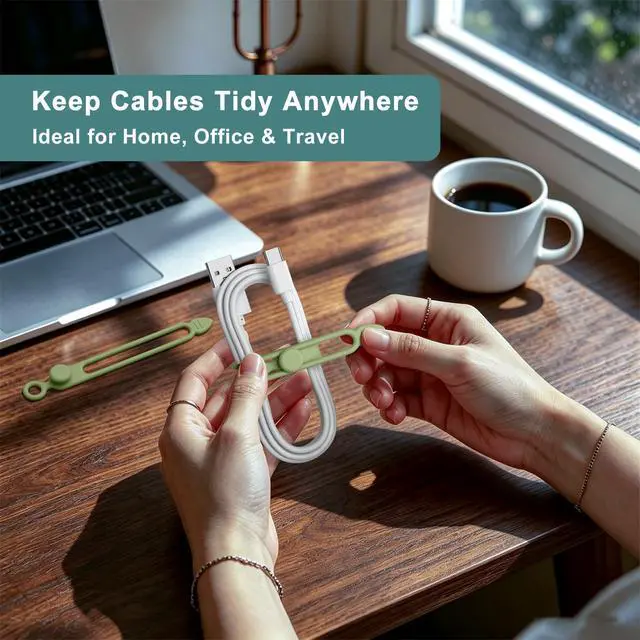 Alt view image 7 of 7 - 20 Pcs Silicone Cable Ties, Reusable Cord Organizer Cable for Electronics, Office, Home Travel Essentials, Earphone, Phone Charger