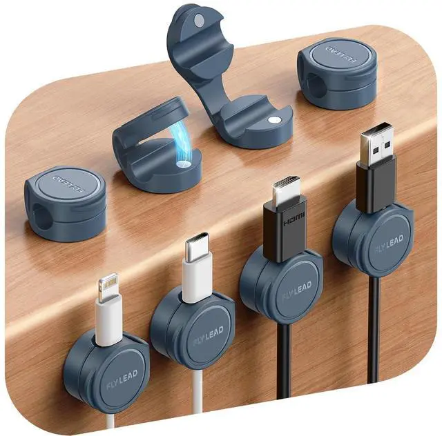 Main image of 8-Pack Silicone Cord Organizer Magnetic Cable Clips, Adhesive
