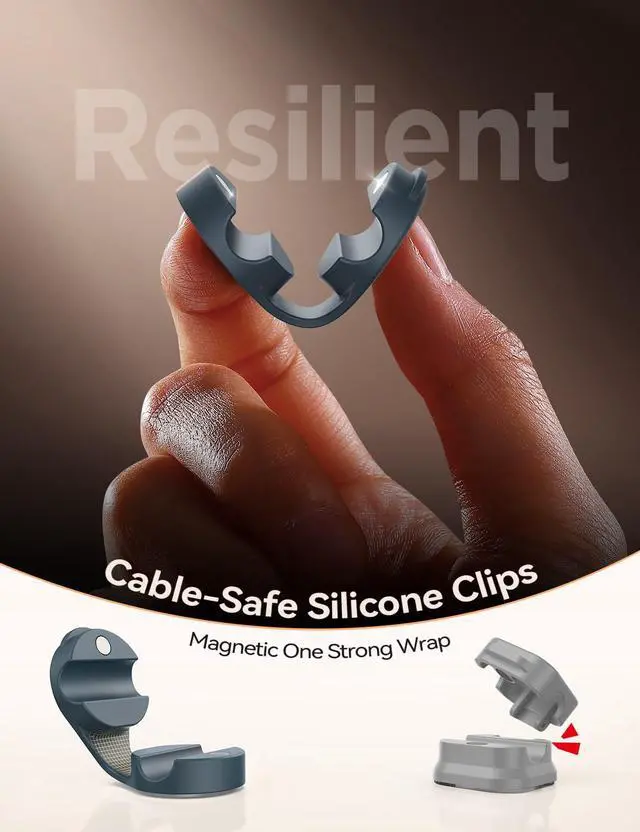 Alt view image 2 of 7 - 8-Pack Silicone Cord Organizer Magnetic Cable Clips, Adhesive