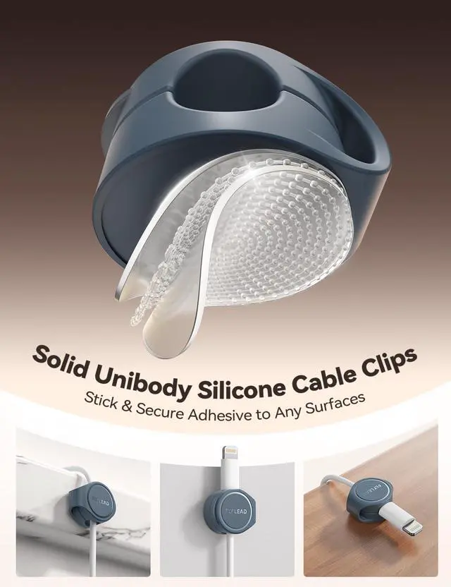 Alt view image 3 of 7 - 8-Pack Silicone Cord Organizer Magnetic Cable Clips, Adhesive