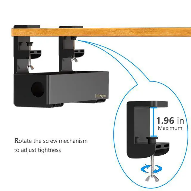 Alt view image 4 of 7 - Under Desk Cable Management Tray with 6 AC Power Outlet and Clamp Mount, No Drill Cord Storage Organizers for Wire Management, Standing Desk, Computer Cord Rack for Office & Home (Black)
